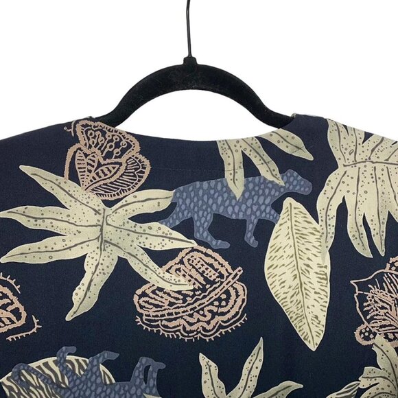 VINTAGE KATHY CHE 1980'S Leopard Jungle Print Short Sleeve Shacket - Picture 4 of 5